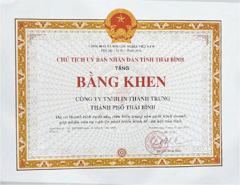 Chứng chỉ In Thành Trung